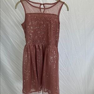 Justice Tulle Rose Sequin Formal Dress